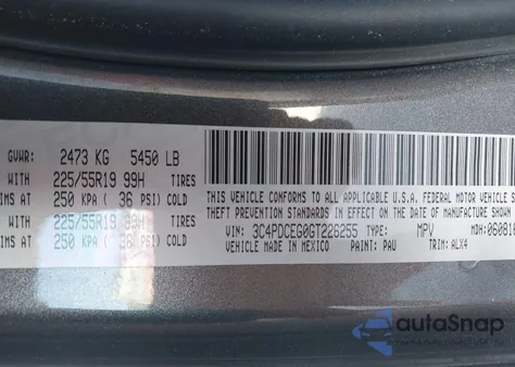 2016 Dodge Journey R/T z USA, uszkodzony, nr VIN 3C4PDCEG0GT226255